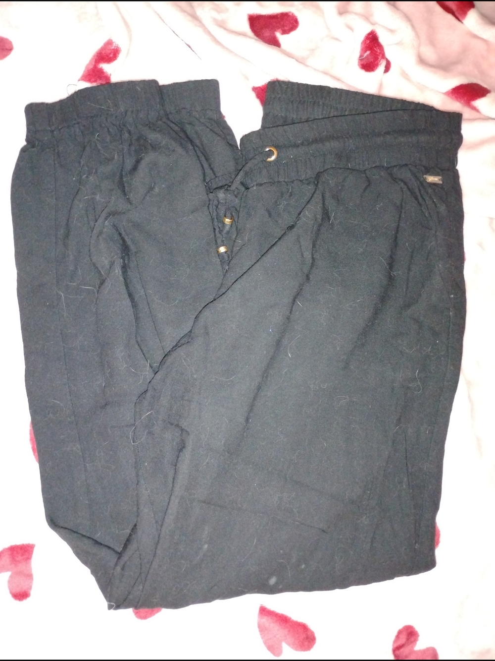 Guess Black Drawstring Elastic Waist Women's Trousers